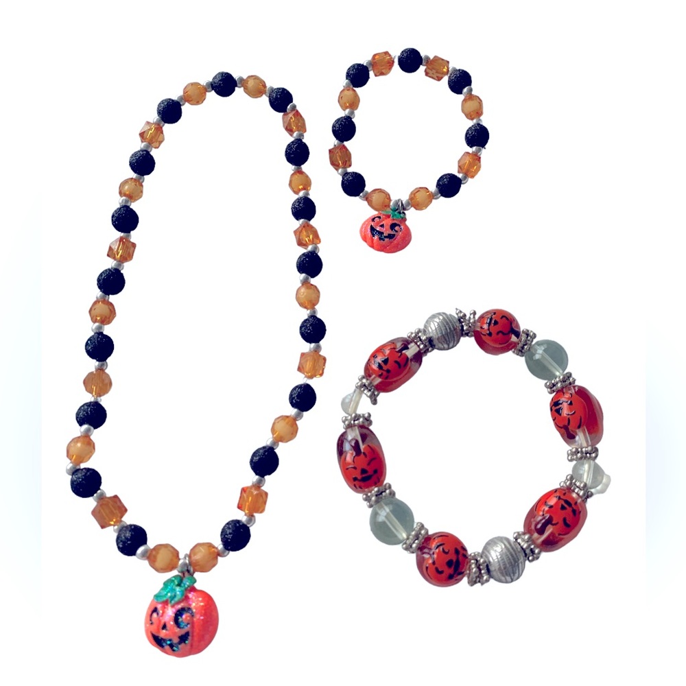 Plastic pumpkin necklace Glass pumpkin bracelet